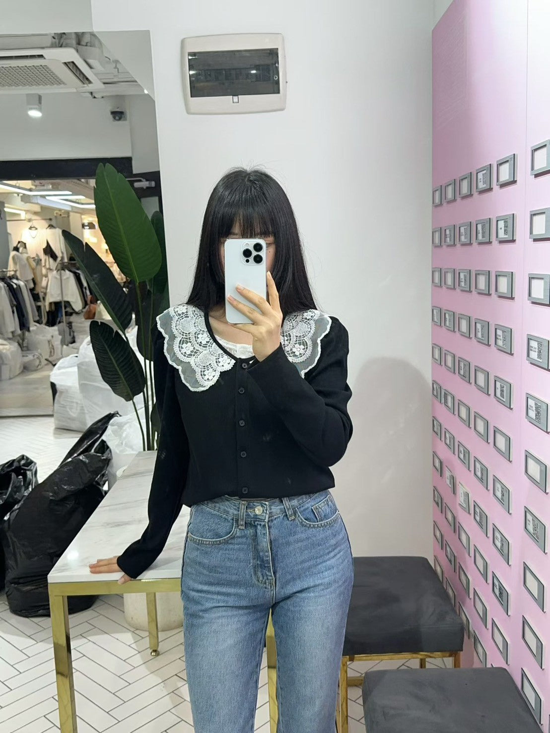 10B212 蕾絲假兩件針織衫