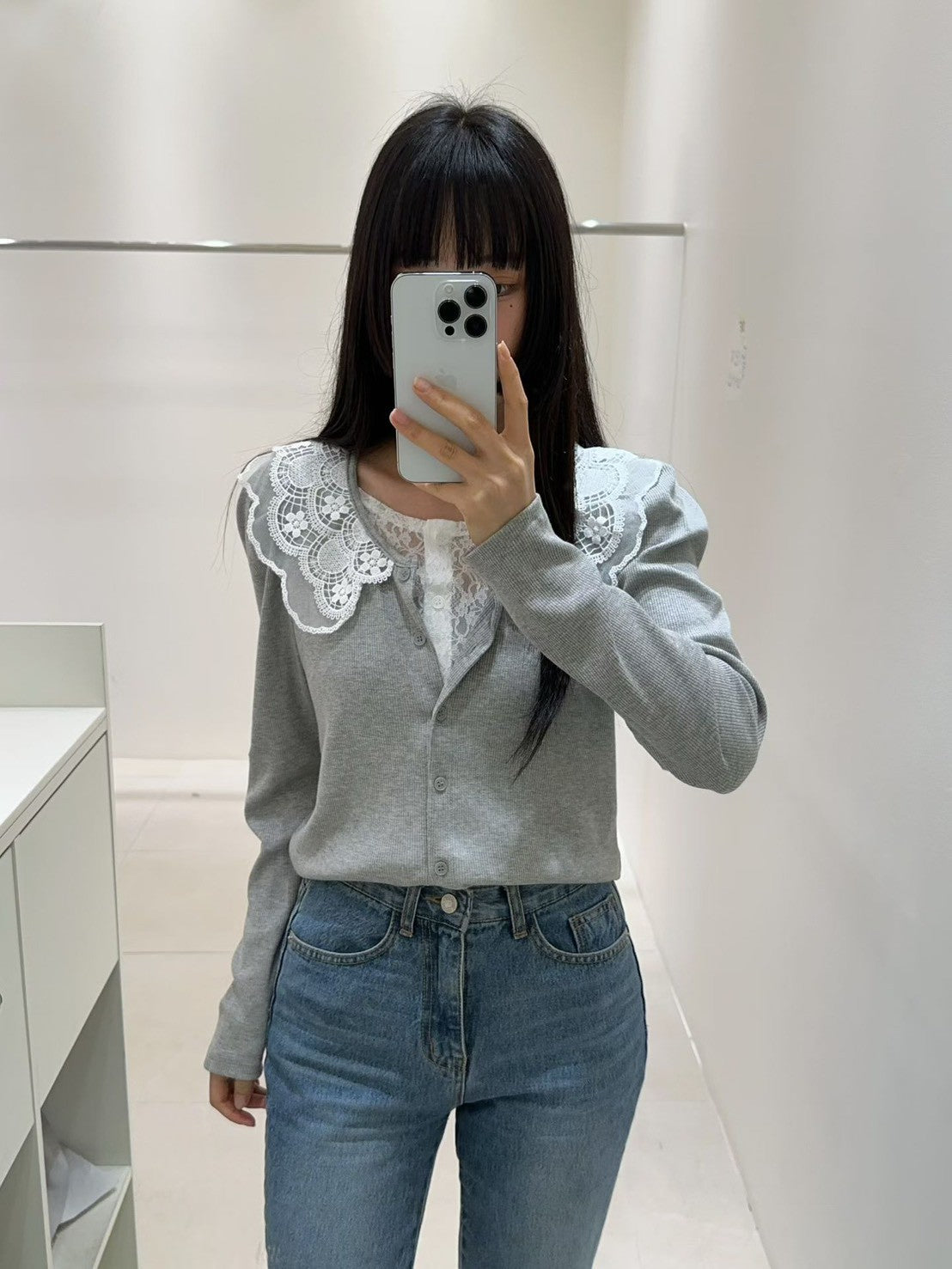 10B212 蕾絲假兩件針織衫