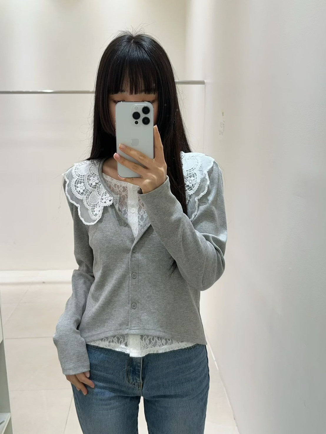 10B212 蕾絲假兩件針織衫