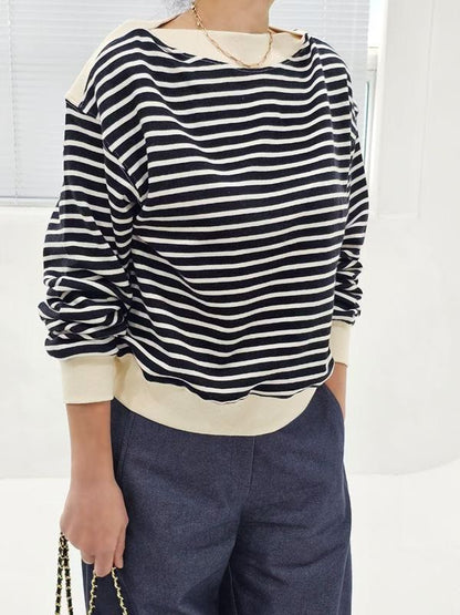 10C115 船型領條紋衛衣