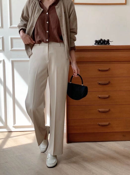 10D204 隱形扣直筒彈性西裝褲