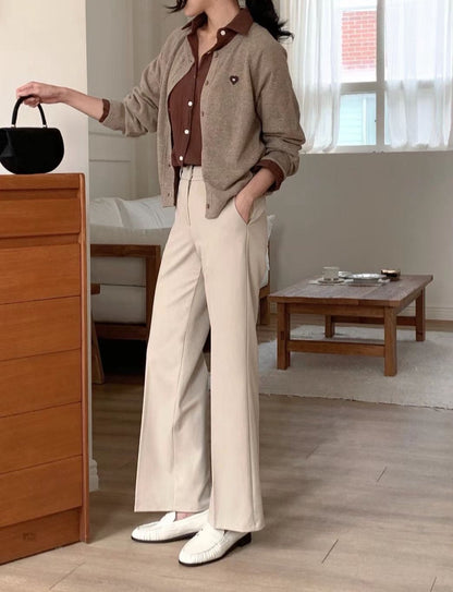 10D204 隱形扣直筒彈性西裝褲