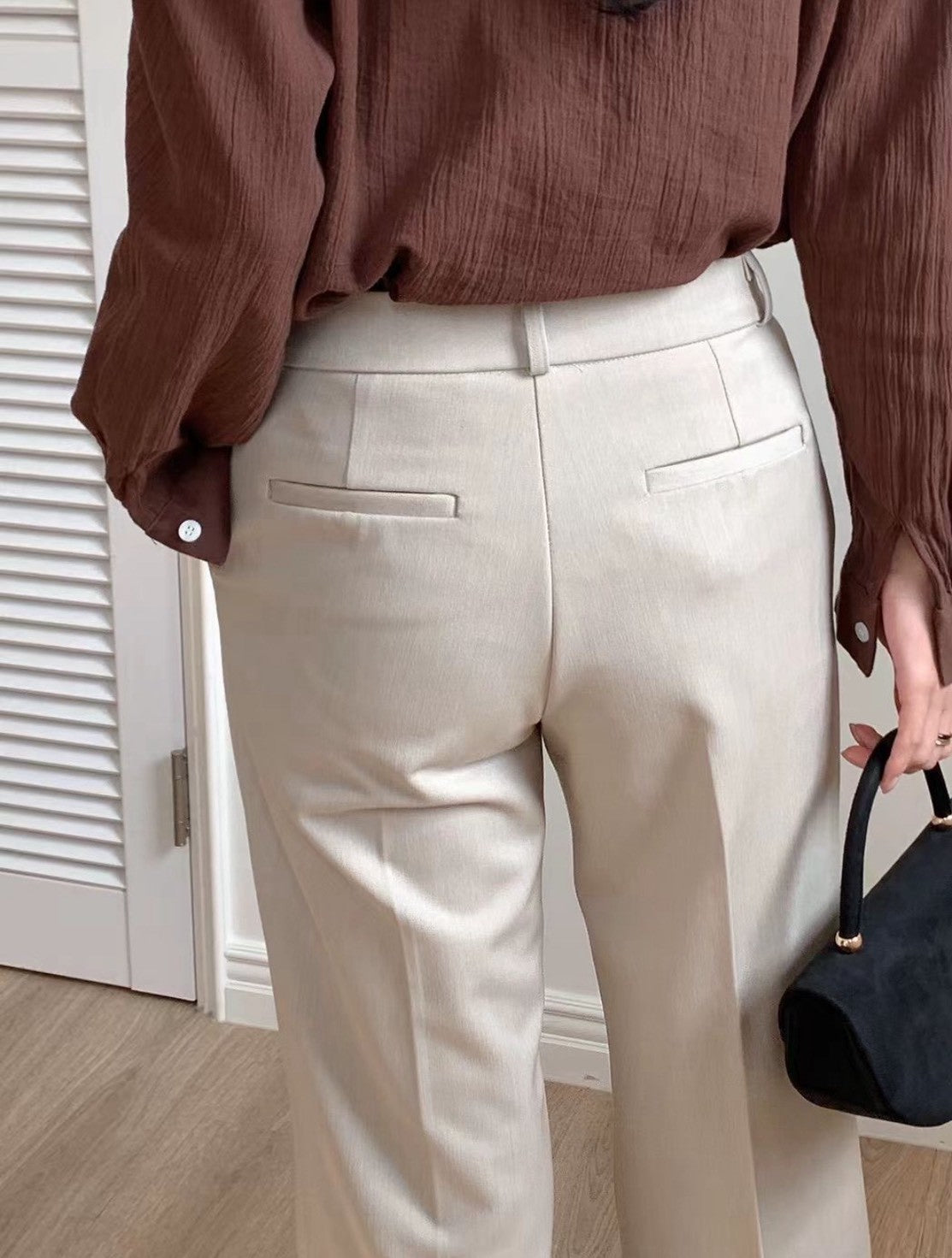 10D204 隱形扣直筒彈性西裝褲