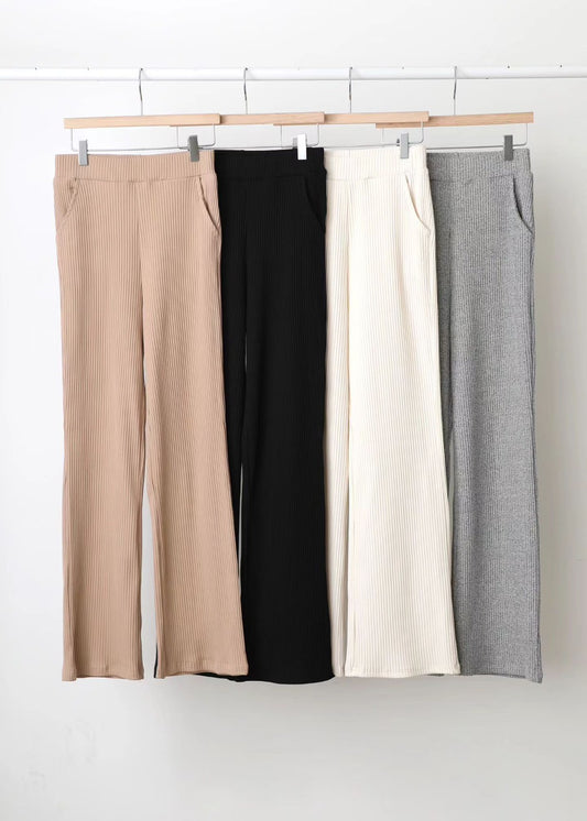 10D205 鬆緊腰彈性螺紋喇叭褲