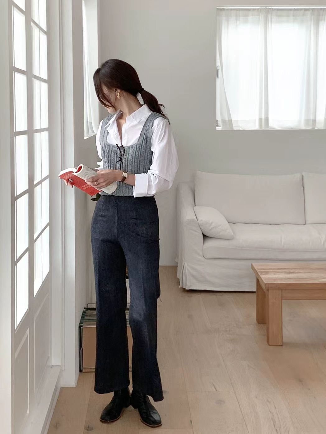 10D206 內鬆緊靴型彈性喇叭褲