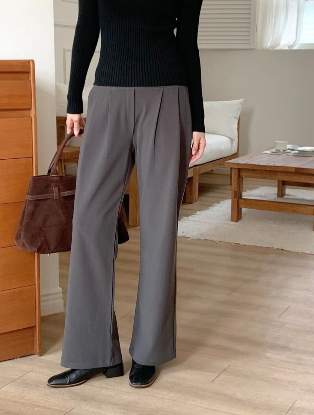 10D207 收腹打折中寬褲