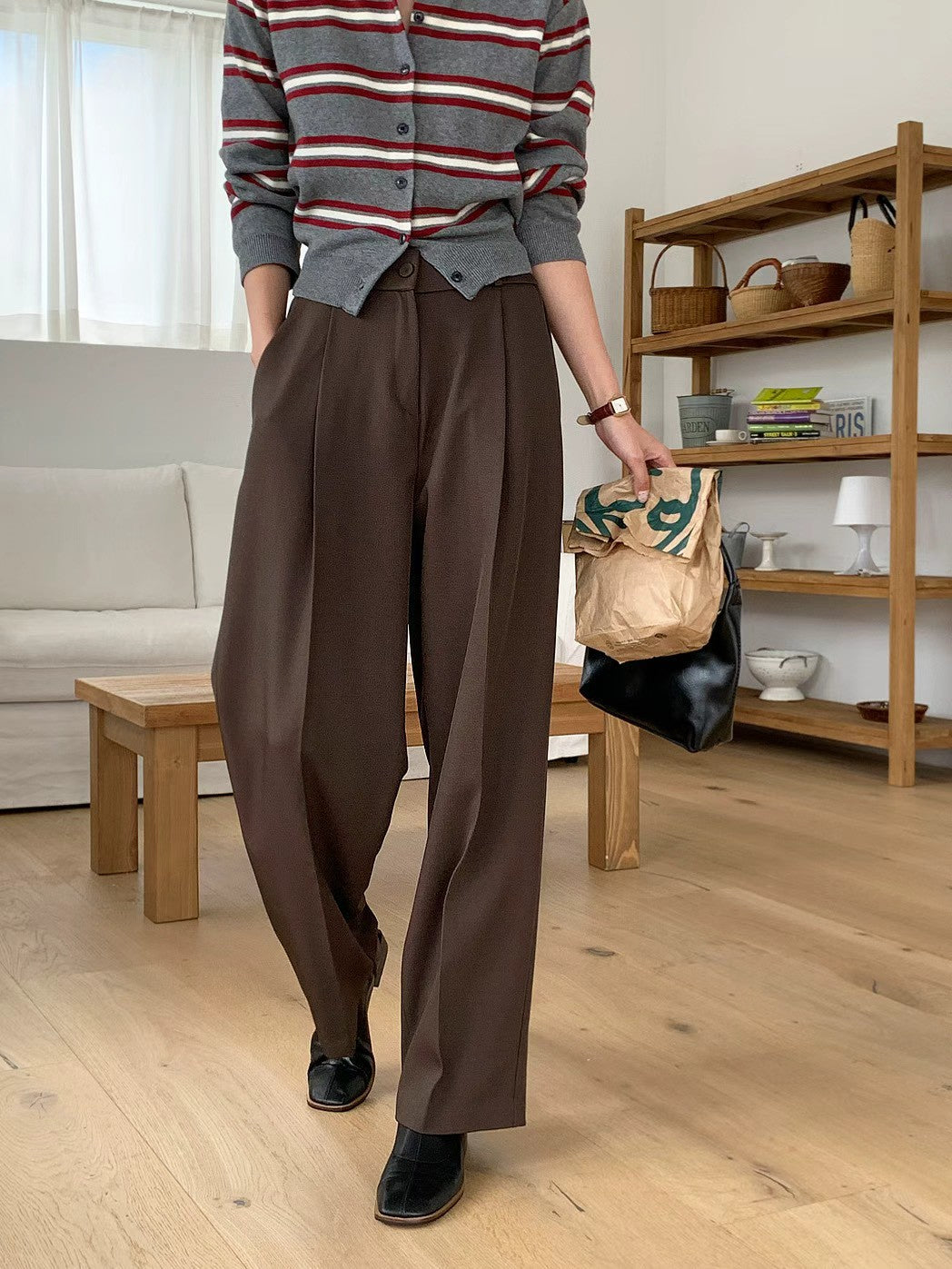 10D208 單扣打折西裝中寬褲