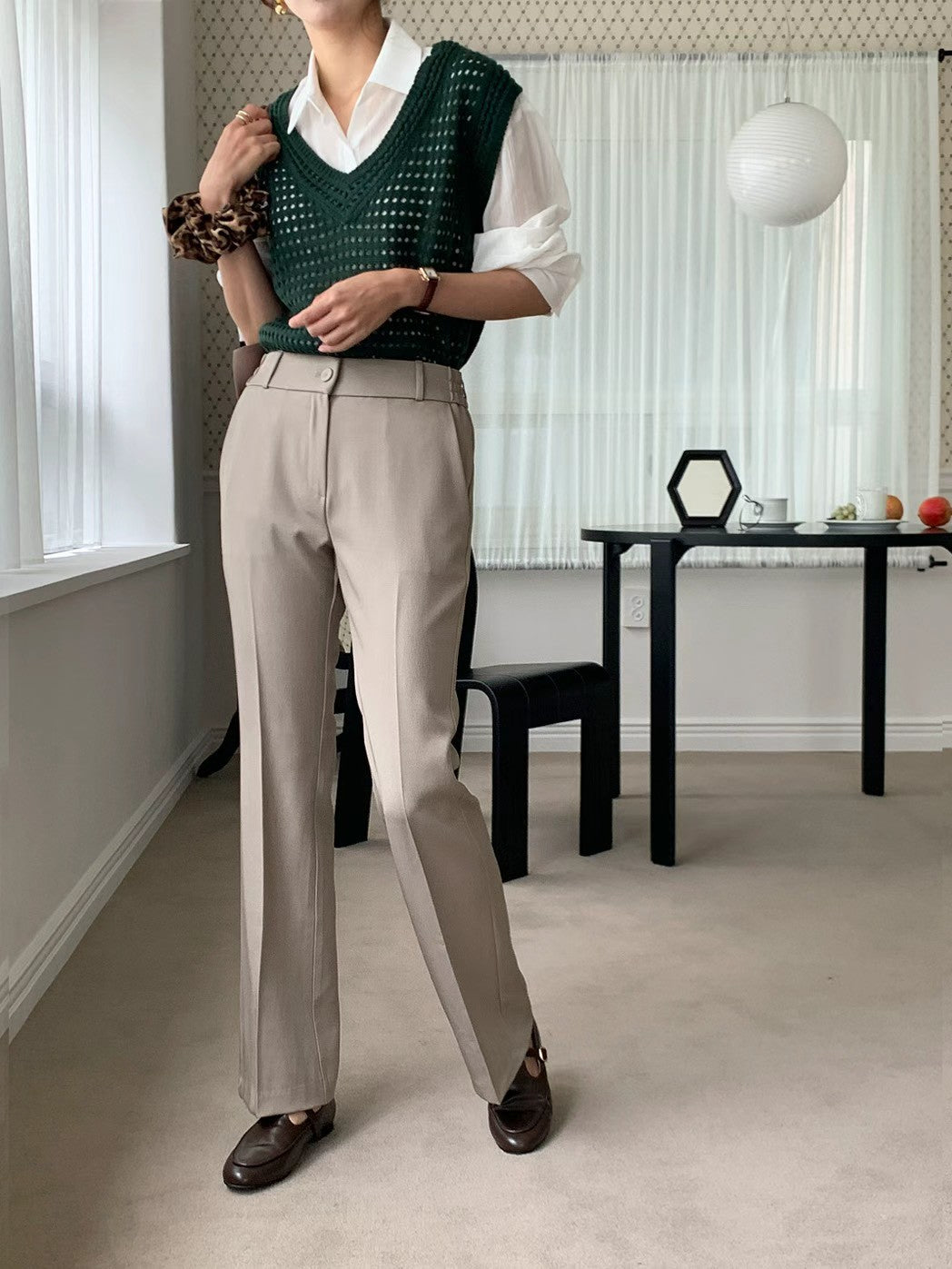 10D209 單扣側彈性小喇叭褲