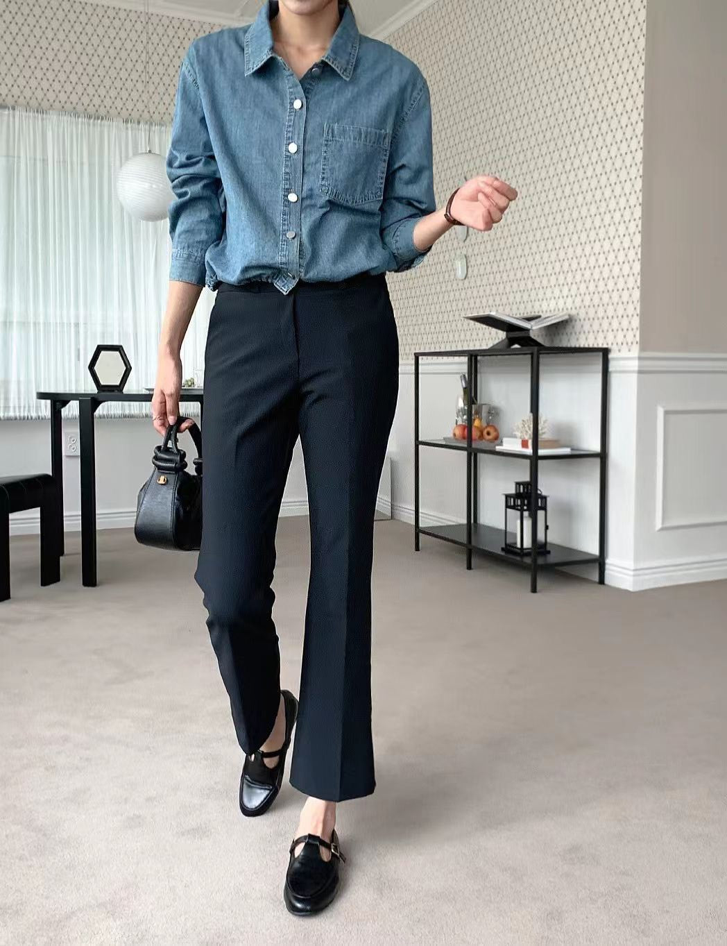 10D210 9分收腹小喇叭褲