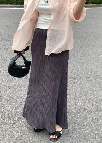 KL1044 鬆緊腰細收折魚尾長裙