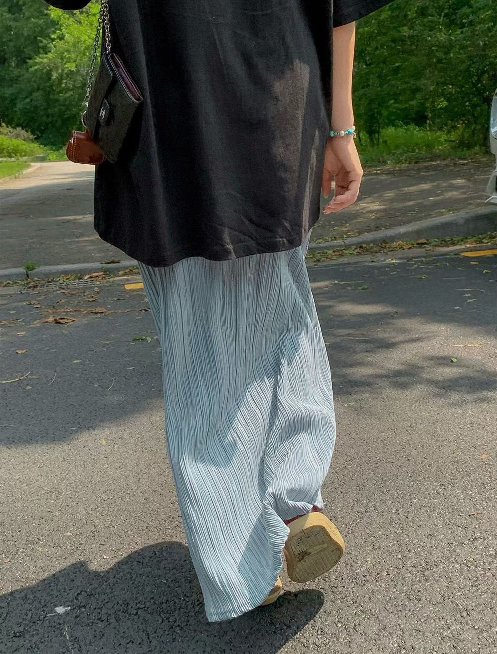 KL1044 鬆緊腰細收折魚尾長裙