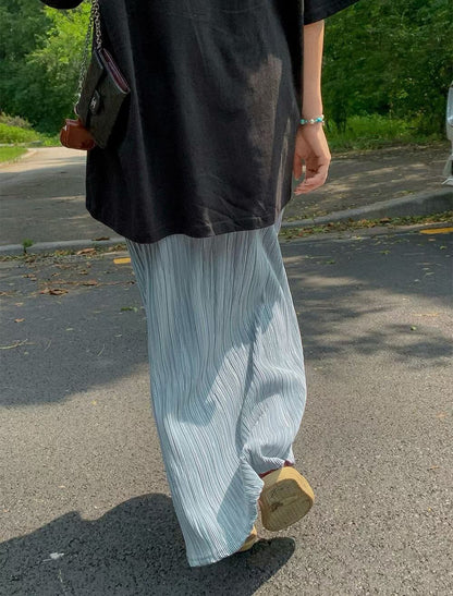 KL1044 鬆緊腰細收折魚尾長裙