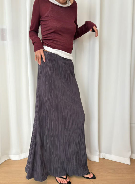 KL1044 鬆緊腰細收折魚尾長裙