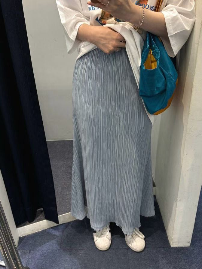 KL1044 鬆緊腰細收折魚尾長裙