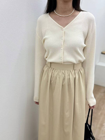 10C211 V領螺紋針織外套