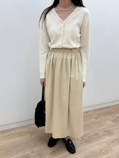 10C211 V領螺紋針織外套