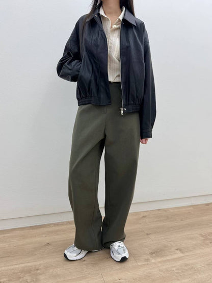 10C213 領子皮質拉鍊夾克