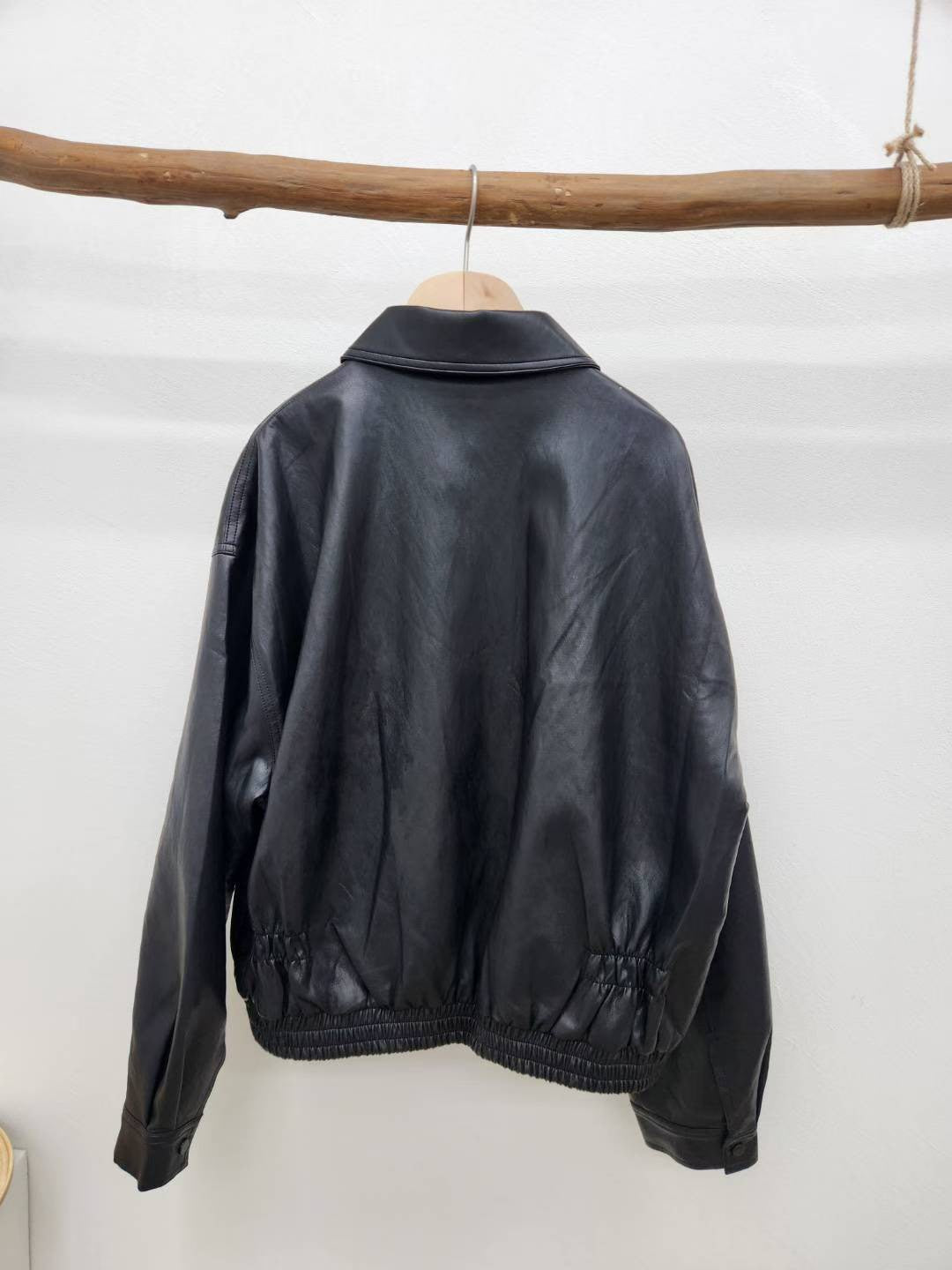 10C213 領子皮質拉鍊夾克