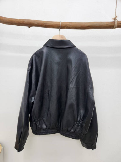 10C213 領子皮質拉鍊夾克