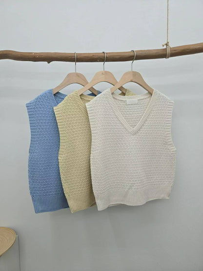 10C217 菱格紋V領針織背心