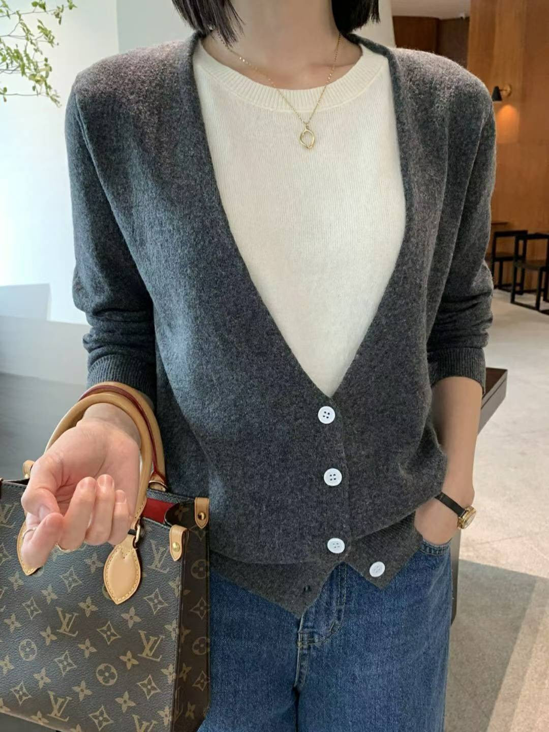 10C203 假兩件針織上衣