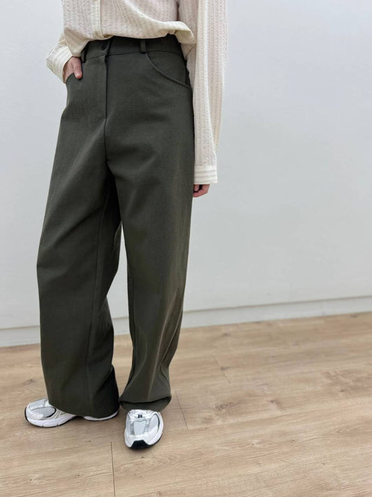 10C206 挺料斜紋布長寬褲