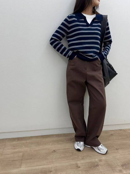 10C206 挺料斜紋布長寬褲