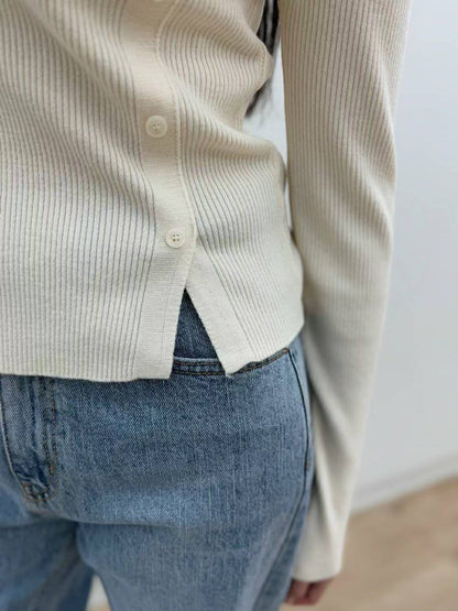 10C207 側排釦螺紋針織衫
