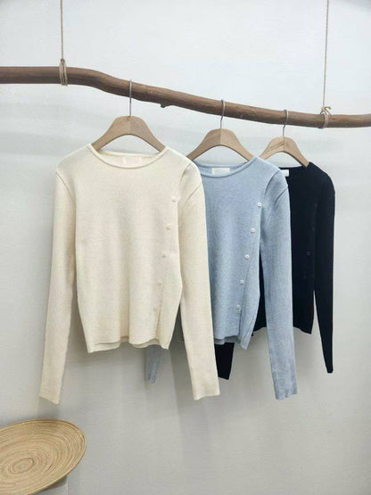 10C207 側排釦螺紋針織衫