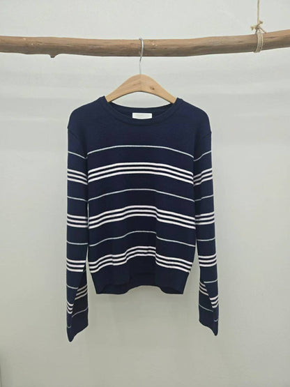 10C208 粗細橫條圓領針織衫