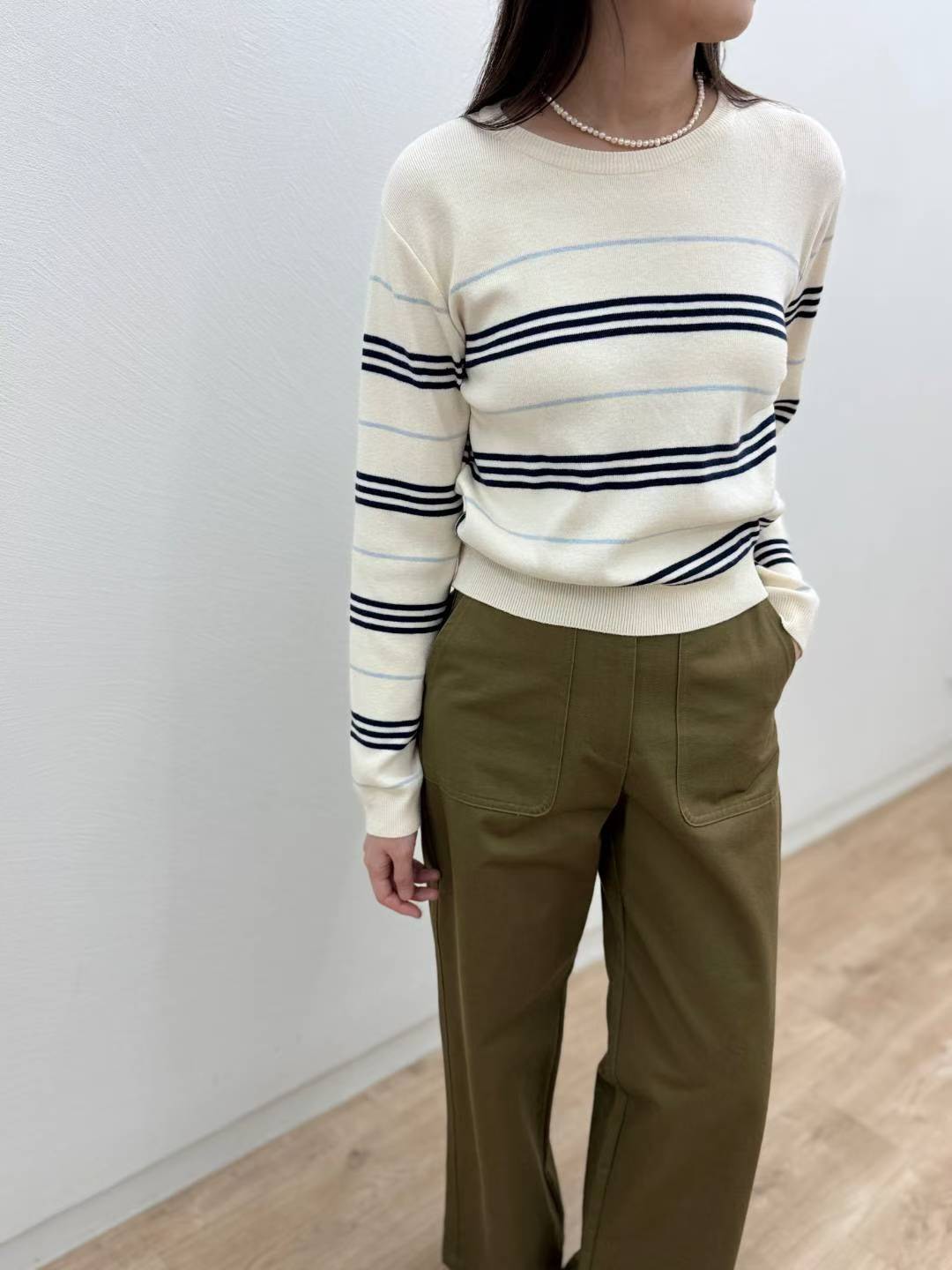 10C208 粗細橫條圓領針織衫