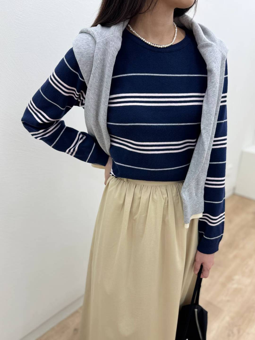 10C208 粗細橫條圓領針織衫