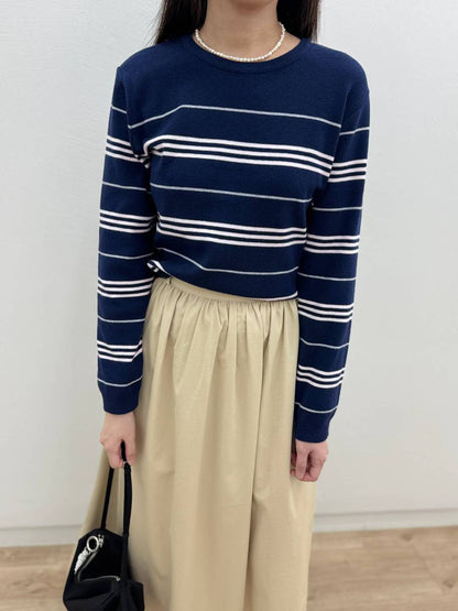 10C208 粗細橫條圓領針織衫