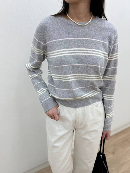 10C208 粗細橫條圓領針織衫
