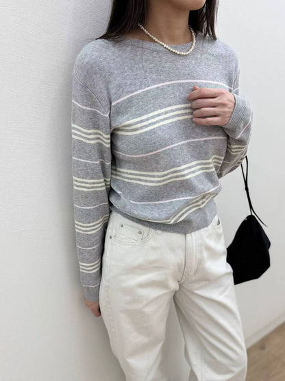 10C208 粗細橫條圓領針織衫