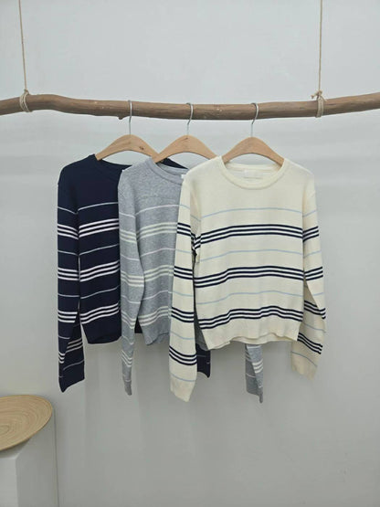 10C208 粗細橫條圓領針織衫