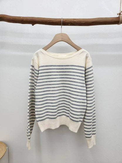 10C209 船型領橫條針織衫