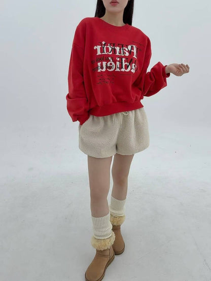 12A107 毛毛字母大學T(內磨毛)