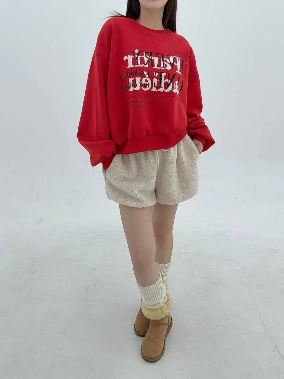 12A107 毛毛字母大學T(內磨毛)