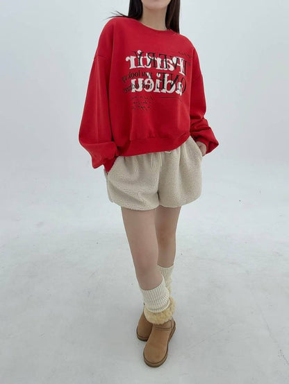 12A107 毛毛字母大學T(內磨毛)