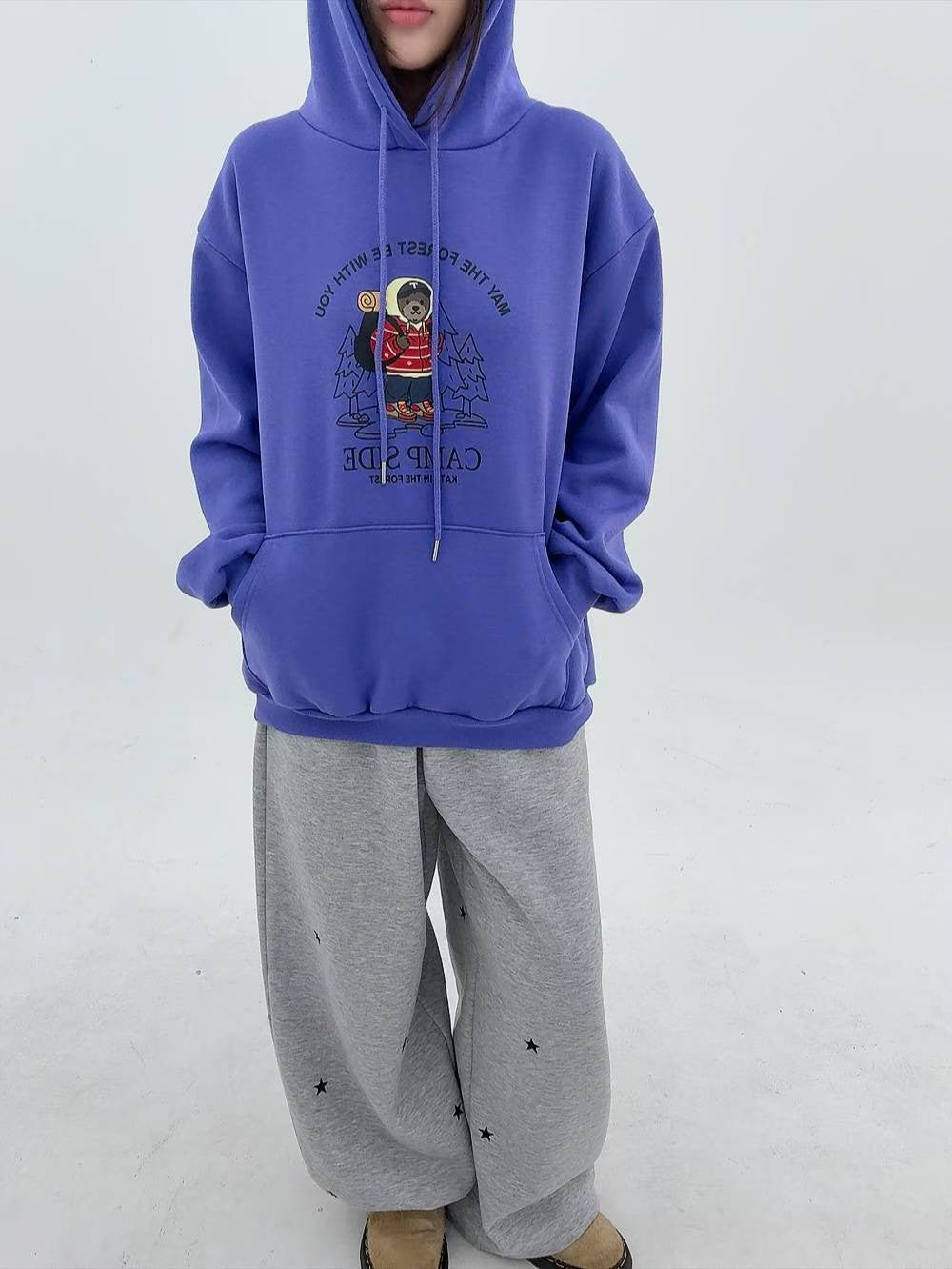 12A114 露營熊熊長版帽T