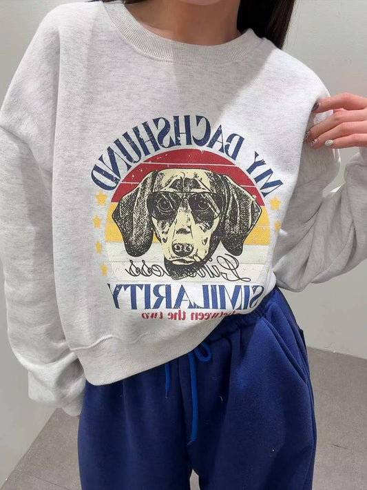 12A119 狗狗短版大學T(內磨毛)