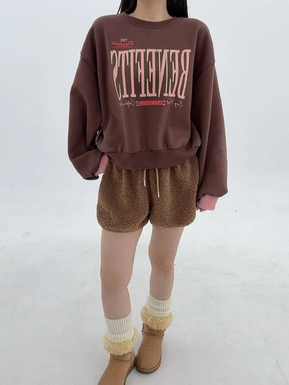 12A102 鬆緊腰羔羊毛短褲