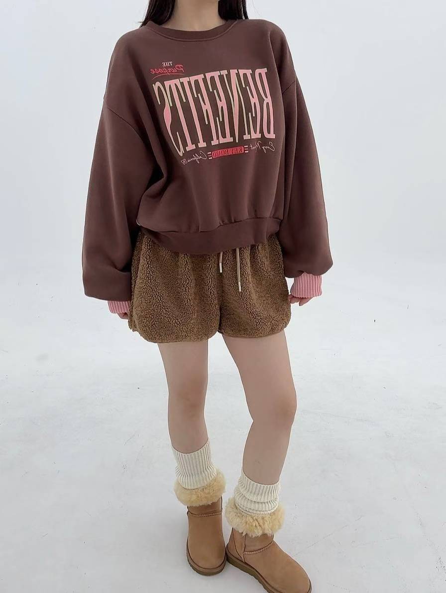 12A101 背後異材質配色大學T(內磨毛)