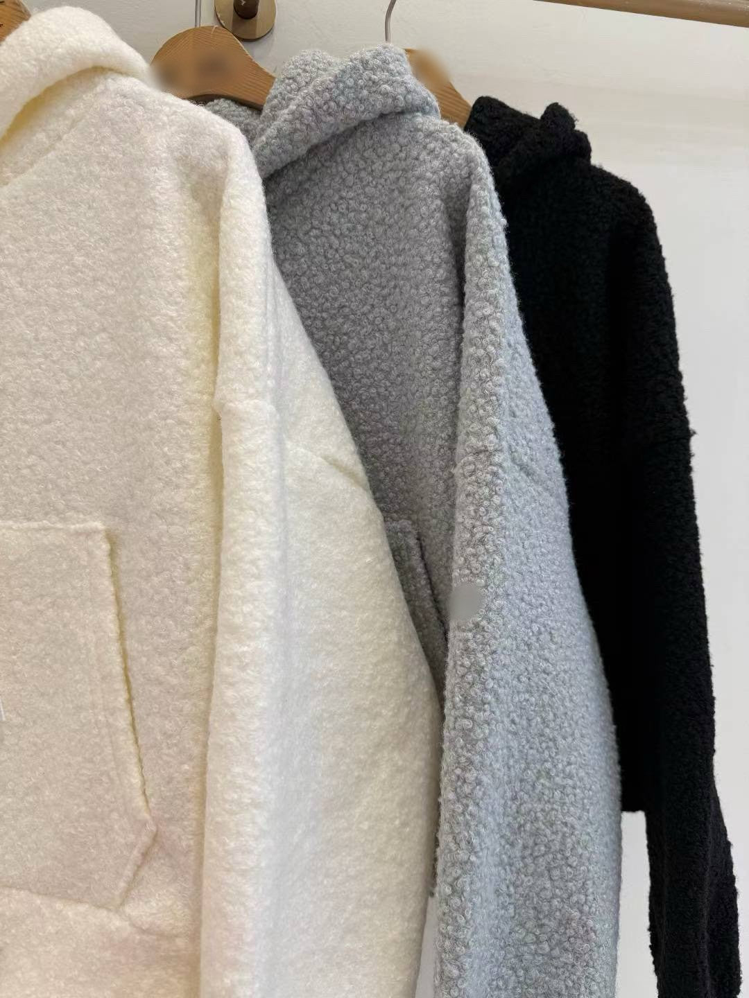 12A116 羔羊毛拉鍊連帽外套