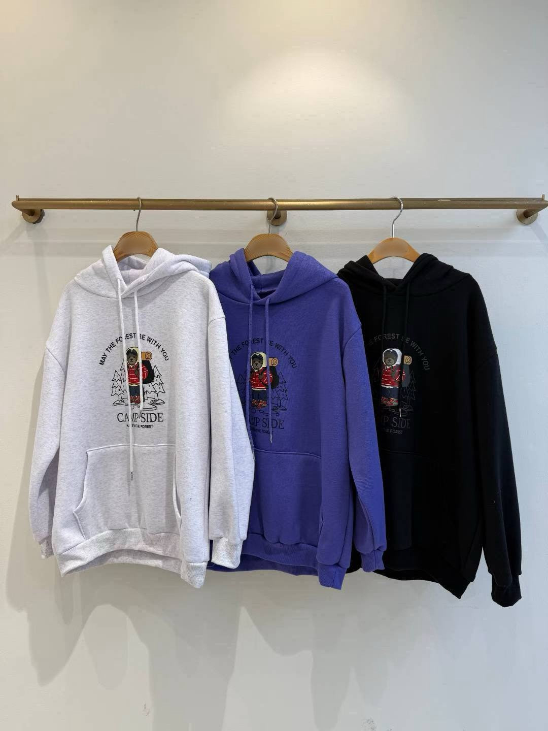 12A114 露營熊熊長版帽T