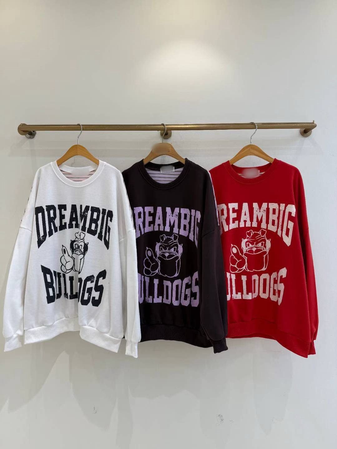 12A111 後橫條長版大學T(內磨毛)