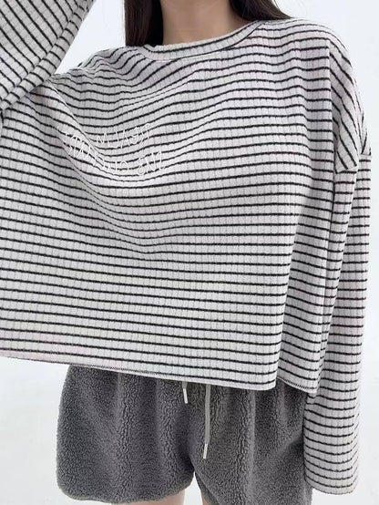 12A104 舒服棉橫條紋寬T