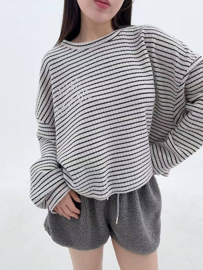 12A104 舒服棉橫條紋寬T