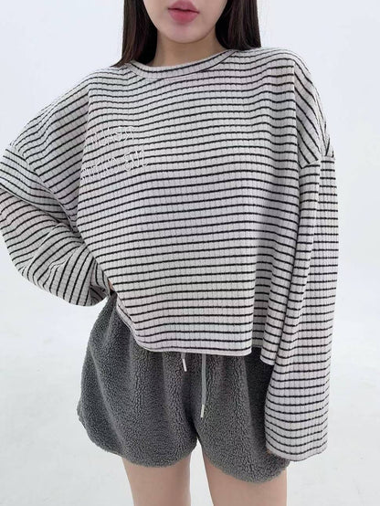 12A104 舒服棉橫條紋寬T